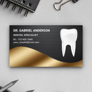 Tarjeta De Visita Clínica Dental de Diente de Fibra de Carbono de Or