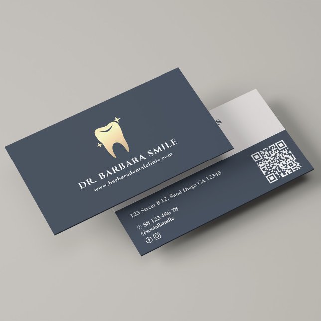 Tarjeta De Visita Clínica dental dental Mínimo Carbón moderno (Subido por el creador)