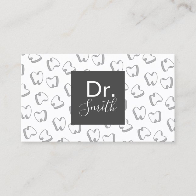 Tarjeta De Visita Clínica dental Dentist Cute 3D Tooth Pattern (Anverso)