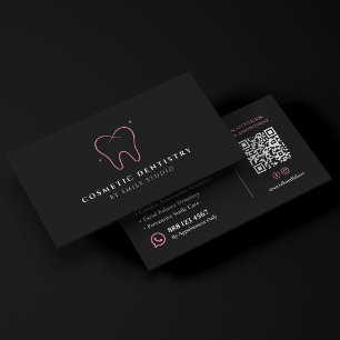 Tarjeta De Visita Clínica Dental Dentista Cosmético Elegante Rosa Ne
