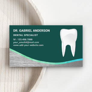 Tarjeta De Visita Clínica Dental Dentista de Acero Verde Oscuro Toot