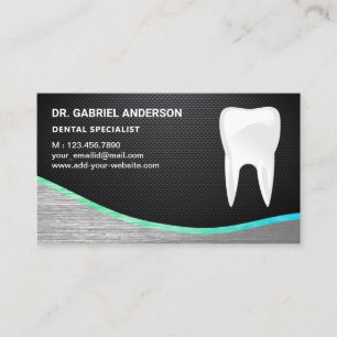 Tarjeta De Visita Clínica Dental Dentista Diente de Acero de Fibra d