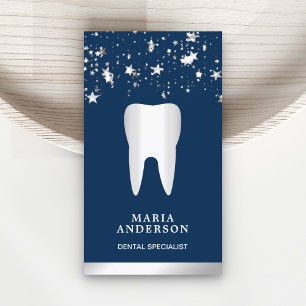 Tarjeta De Visita Clínica Dental Diente de Plata Confeti de Plata De