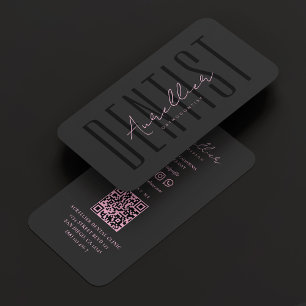 Tarjeta De Visita Clínica dental estética Dentista Negro rosa