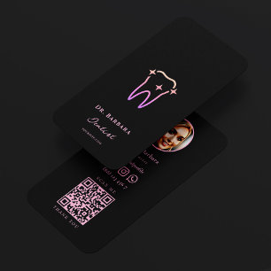 Tarjeta De Visita Clínica Dental Estética Dentista Rosa Negro