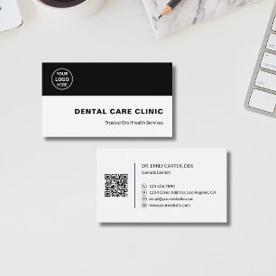 Tarjeta De Visita Clínica Dental Logotipo Personalizado Código QR Ne