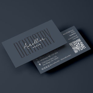 Tarjeta De Visita Clínica Dental Minimal Dentist Carbón Azul 