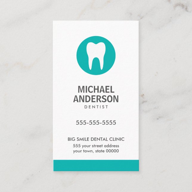 Tarjeta De Visita Clínica dental o dental/asistente moderno verde az (Anverso)