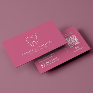 Tarjeta De Visita Clínica Dental Rosa Odontología Cosmética Elegante