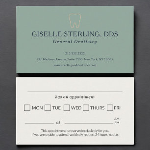 Tarjeta De Visita Clínica Dental Sage Green Oficina Cita 