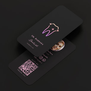 Tarjeta De Visita Clínica dentaria estética dentista rosa negro