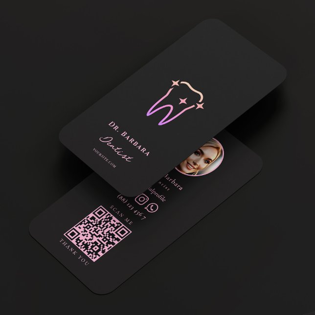 Tarjeta De Visita Clínica dentaria estética dentista rosa negro (Aesthetic Dental Clinic Dentist Black Pink Business Card
)
