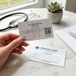 Tarjeta De Visita Clínica dermatológica   Cita limpia