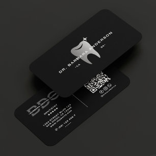 Tarjeta De Visita Clínica estética dental dental moderna Gris negro