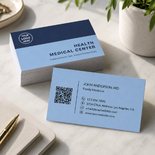 Tarjeta De Visita Clínica Médica Asistencial Doctor Azul Profesional