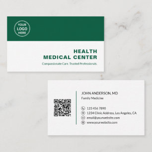 Tarjeta De Visita Clínica Médica Doctor Verde Profesional