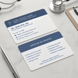 Tarjeta De Visita Clínica Médica Médica Minimalista Azul Marino
