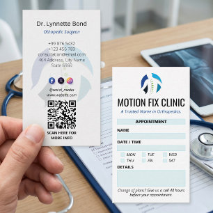 Tarjeta De Visita Clínica Ortopedia   Cita limpia