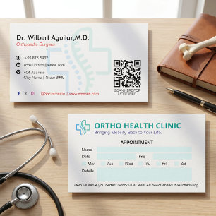 Tarjeta De Visita Clínica ortopédica   Cita limpia