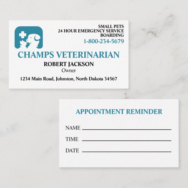 Tarjeta De Visita Clínica Veterinaria (Anverso / Reverso)