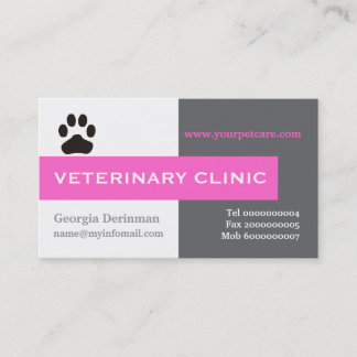 Tarjeta De Visita Clínica veterinaria, captación de ojos rosa y pezu