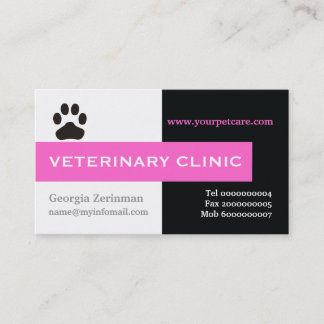 Tarjeta De Visita Clínica veterinaria, captación de ojos rosa y pezu