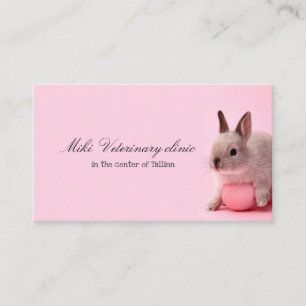 Tarjeta De Visita Clínica veterinaria Conejo Rosa