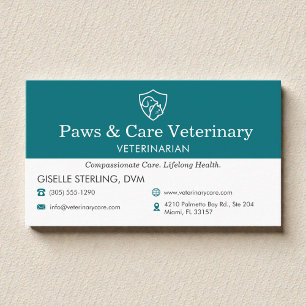 Tarjeta De Visita Clínica Veterinaria de Cuidados Animales Profesion