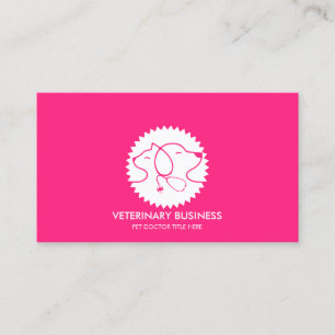 Tarjeta De Visita Clínica Veterinaria de Patas Blancas y Rosadas par