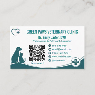 Tarjeta De Visita Clínica Veterinaria Personalizada Moderna