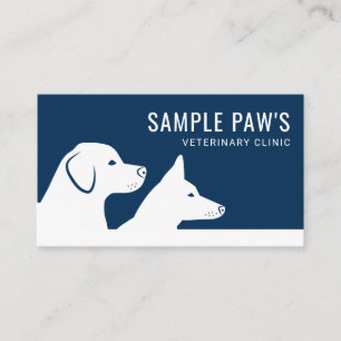 Tarjeta De Visita Clínica Veterinaria Siluetas de Perro Azul y Blanc
