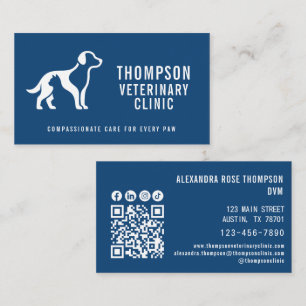 Tarjeta De Visita Clínica Veterinaria Vet Mascota Código Qr Icono So