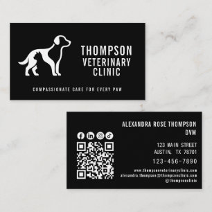 Tarjeta De Visita Clínica Veterinaria Vet Mascota Código Qr Icono So