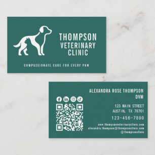 Tarjeta De Visita Clínica Veterinaria Vet Mascota Código Qr Icono So