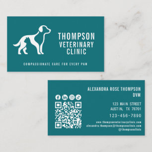 Tarjeta De Visita Clínica Veterinaria Vet Mascota Código Qr Icono So