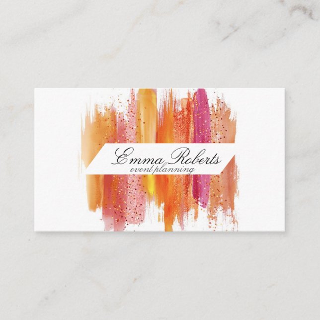 Tarjeta De Visita Clíparte de rosa de época naranja, trazos de pince (Anverso)