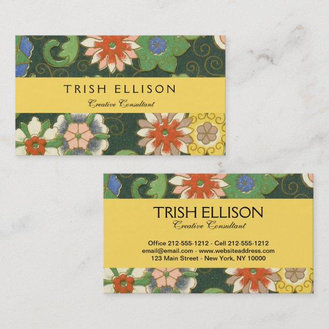 Tarjeta De Visita Cloisonne China Patter Asia Oriental (Anverso / Reverso)