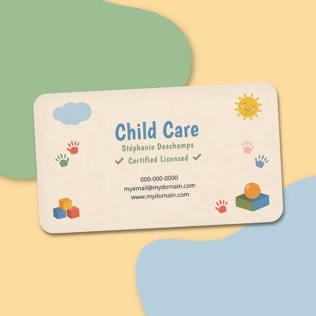 Tarjeta De Visita Cloud & Smiling Sun - Child Care (Cloud & Smiling Sun - Child Care Business Card)