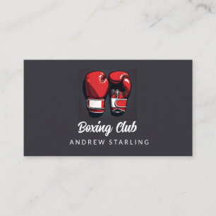 Tarjeta De Visita Club de boxeo rojo simple y audaz
