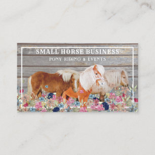 Tarjeta De Visita Club de Cabalgata de Madera Rústica Poni Floral Ca