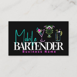 Tarjeta De Visita Club de Cantinero Móvil Bar Neon Bebidas