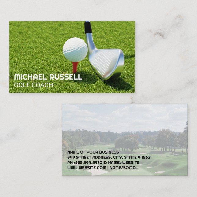 Tarjeta De Visita Club de golf y bolas | Curso (Anverso / Reverso)