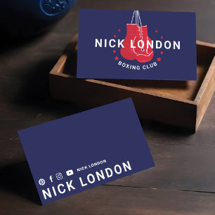 Tarjeta De Visita Club de guantes de boxeo rojo moderno y moderno