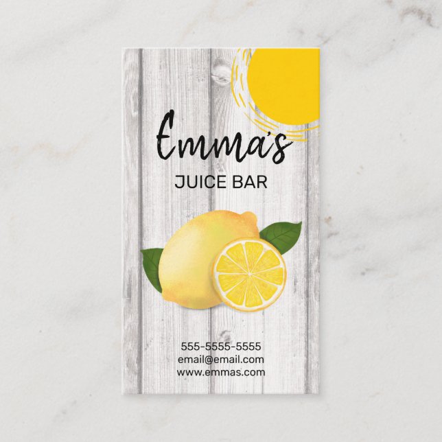 Tarjeta De Visita club de playa bar de zumo cafetería limonada solea (Anverso)