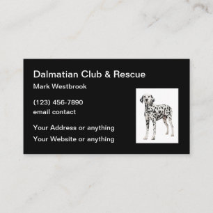Tarjeta De Visita Club de raza de perro de rescate de Dalmacia