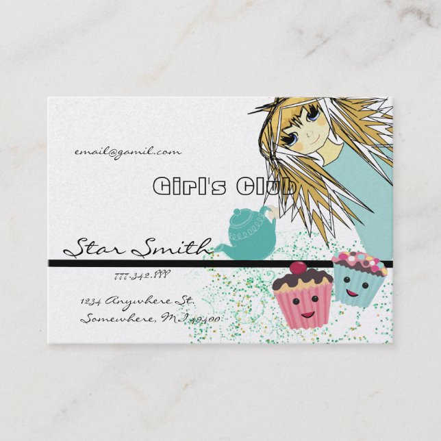 Tarjeta De Visita Club de Torneo de Chica Anime (Anverso)