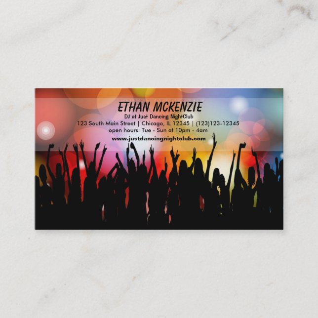 Tarjeta De Visita Club Nocturno de DJ (Anverso)