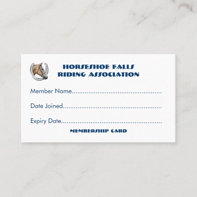 Tarjeta De Visita Club o membresía del grupo del caballo (Anverso)