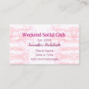 Tarjeta De Visita club social de fin de semana rosa brillo despedida
