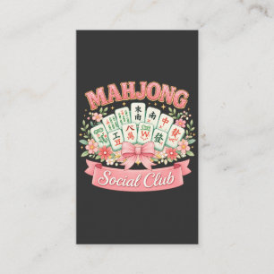 Tarjeta De Visita Club Social de Mahjong Lazo Floral Rosa